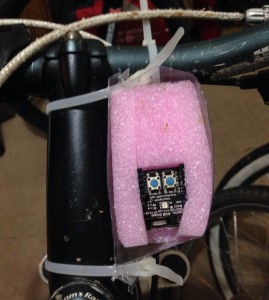 RFduino attached to bicycle handlebars
